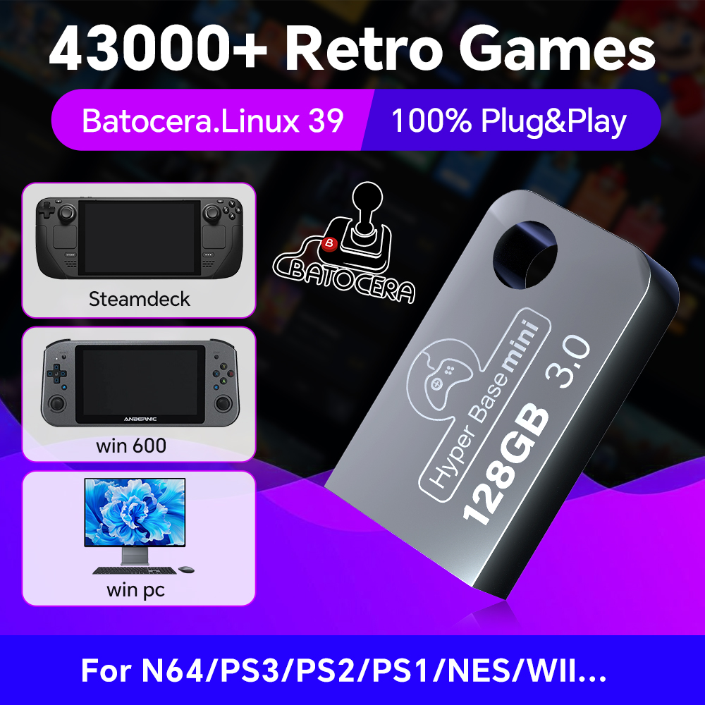 Retro Gaming N64 - Batocera แฟลชไดร์ฟ USB 128G สำหรับ Windows
